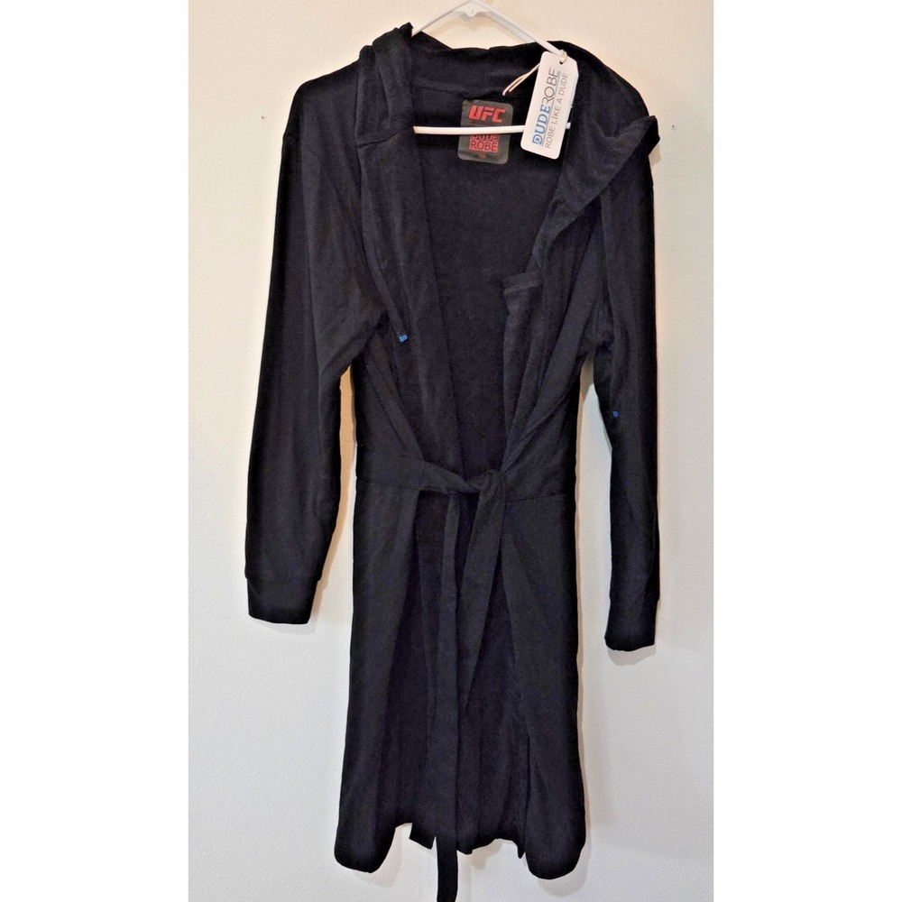 DUDE ROBE The DudeRobe UFC Fight Night Black Hooded Terry Bath Robe Size S/M
